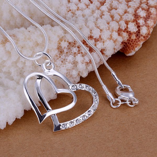 LQ P091 DOUBLE HEART PENDANT AND CHAIN